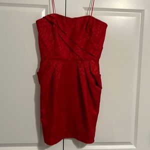 Red Strapless Cocktail Dress, Size 14